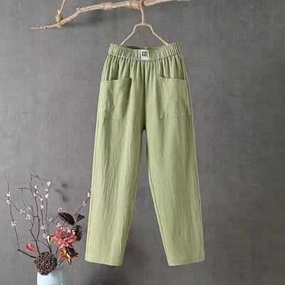 Rosie™ - Cotton Linen Trousers with Elasticated Waist