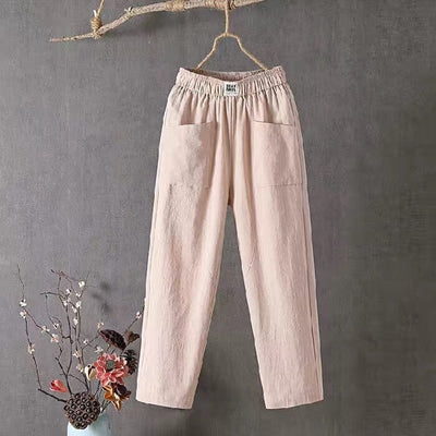 Rosie™ - Cotton Linen Trousers with Elasticated Waist