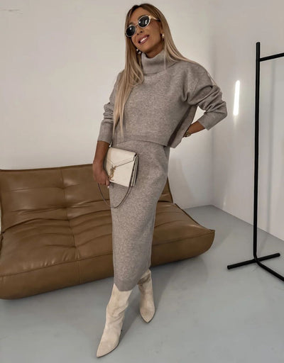 Grace™ - Midi Dress and Turtleneck Sweatshirt Set