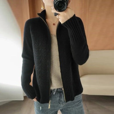 Evelyn™ - Soft Knitted Zipper Sweater with V-neck