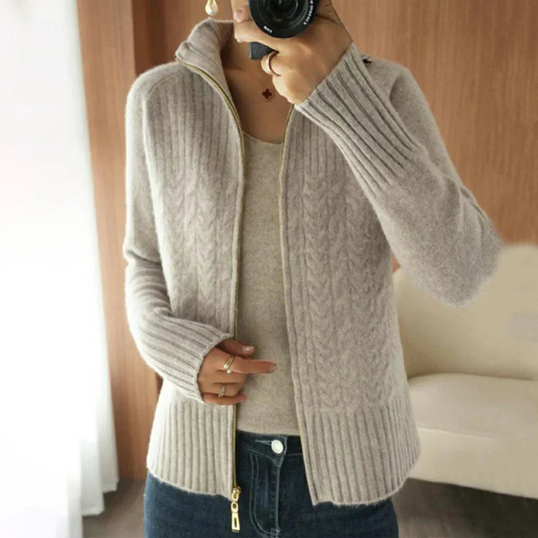 Evelyn™ - Soft Knitted Zipper Sweater with V-neck