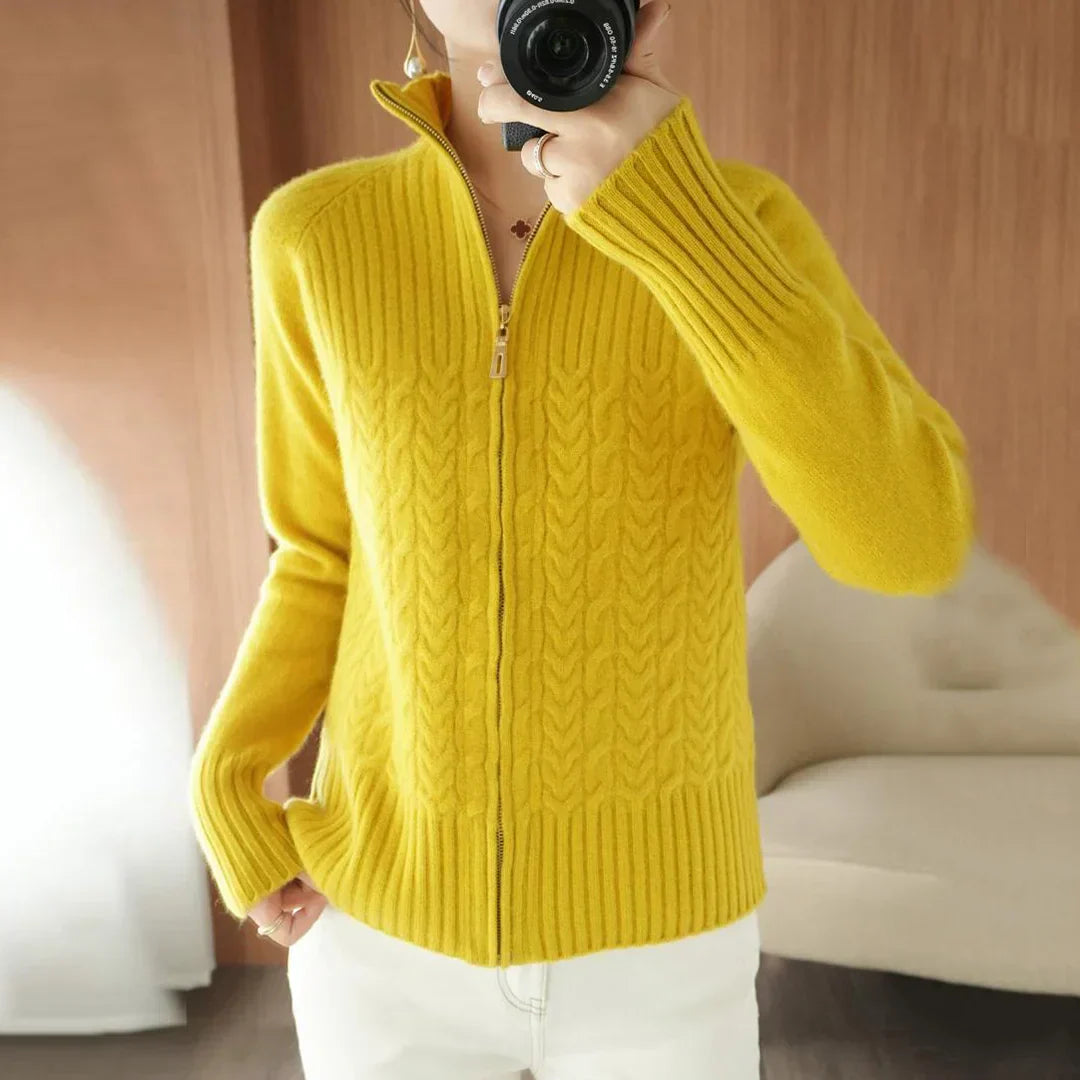 Evelyn™ - Soft Knitted Zipper Sweater with V-neck