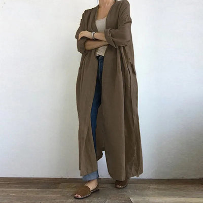 Aurora™ - Long Sleeve Open Front Cotton Linen Cardigan