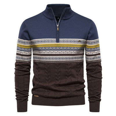 Samuel™ - Stylish Fair Isle Half Zip Sweater