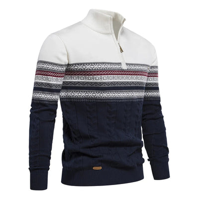 Samuel™ - Stylish Fair Isle Half Zip Sweater