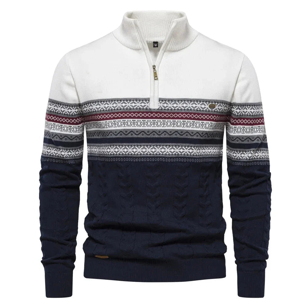 Samuel™ - Stylish Fair Isle Half Zip Sweater