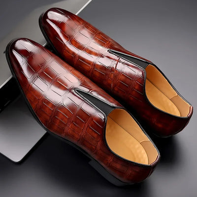 George™ - Stylish Stone Pattern Slip-on Leather Loafers