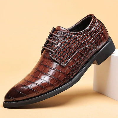 Lauren™ - Stylish Crocodile Pattern Leather Shoes