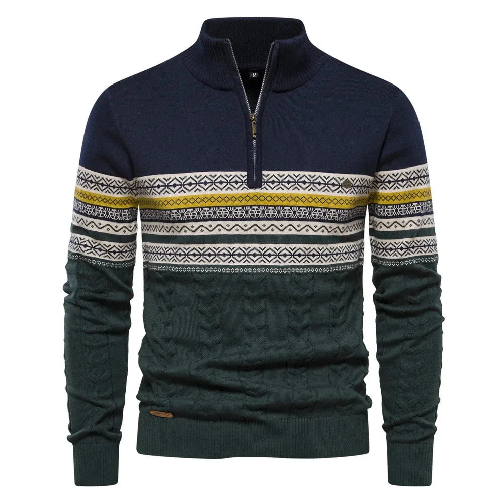 Samuel™ - Stylish Fair Isle Half Zip Sweater