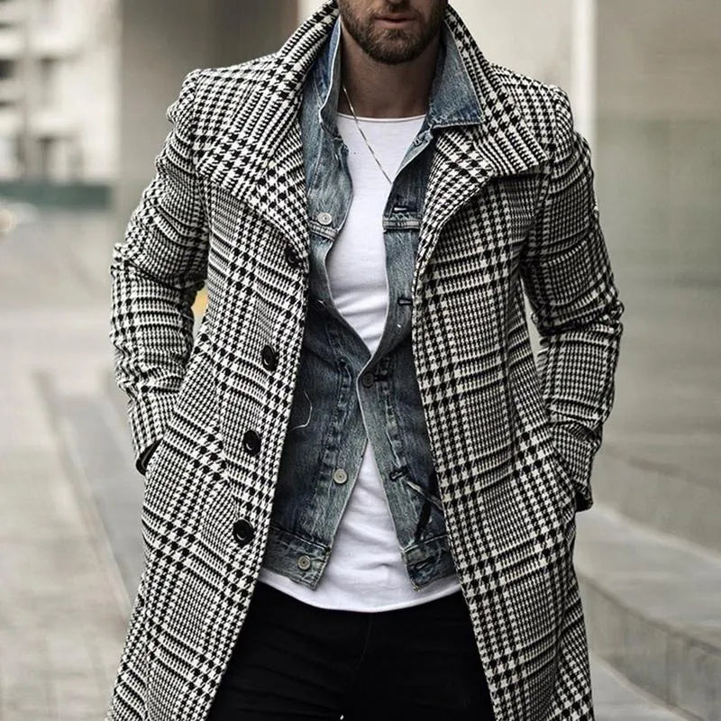 Max™ - Stylish Retro Double Breasted Long Checkered Coat