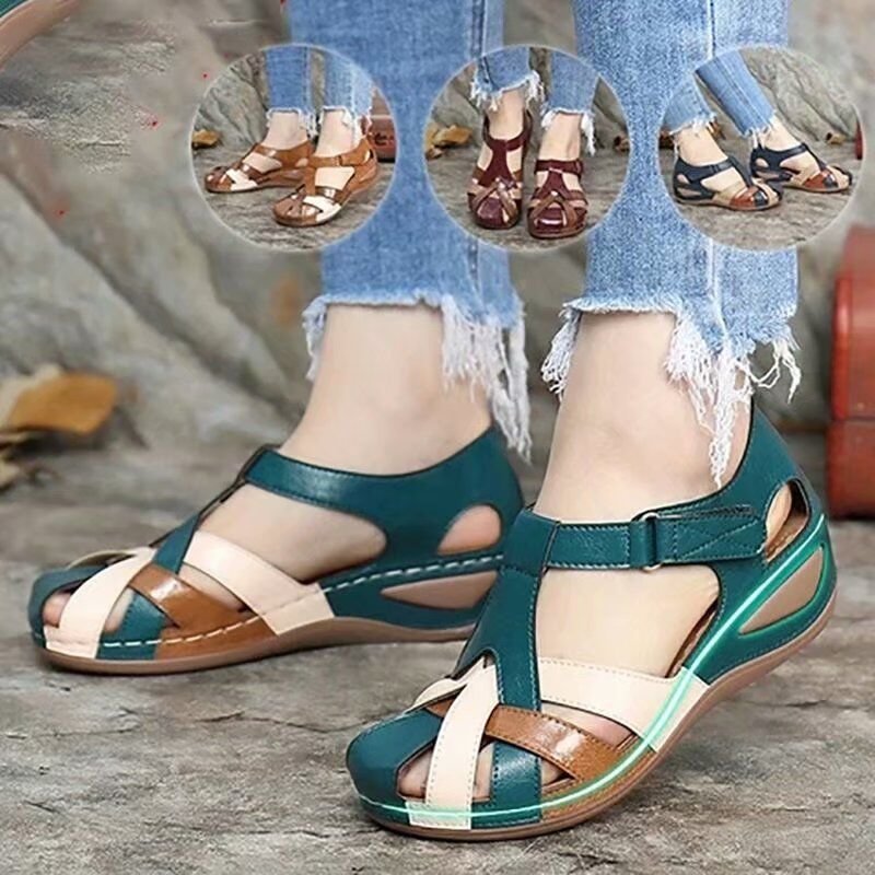 Evie™ - Adjustable Orthopedic Leather Wedge Sandals