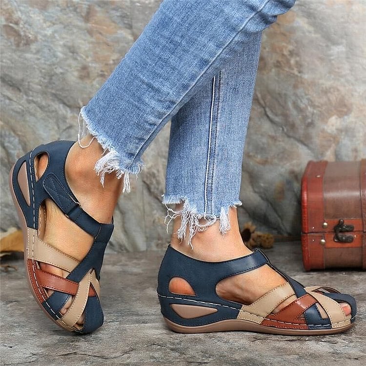 Evie™ - Adjustable Orthopedic Leather Wedge Sandals