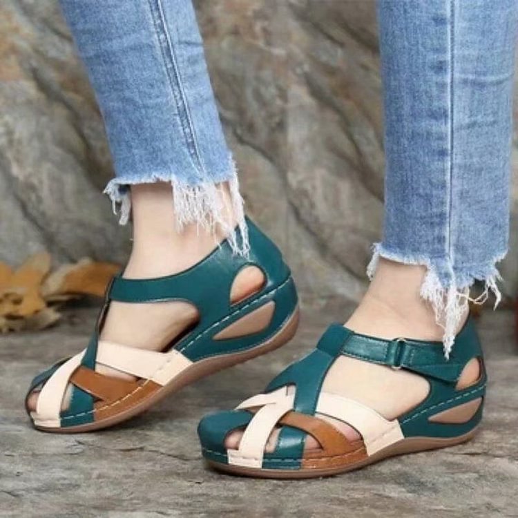 Evie™ - Adjustable Orthopedic Leather Wedge Sandals