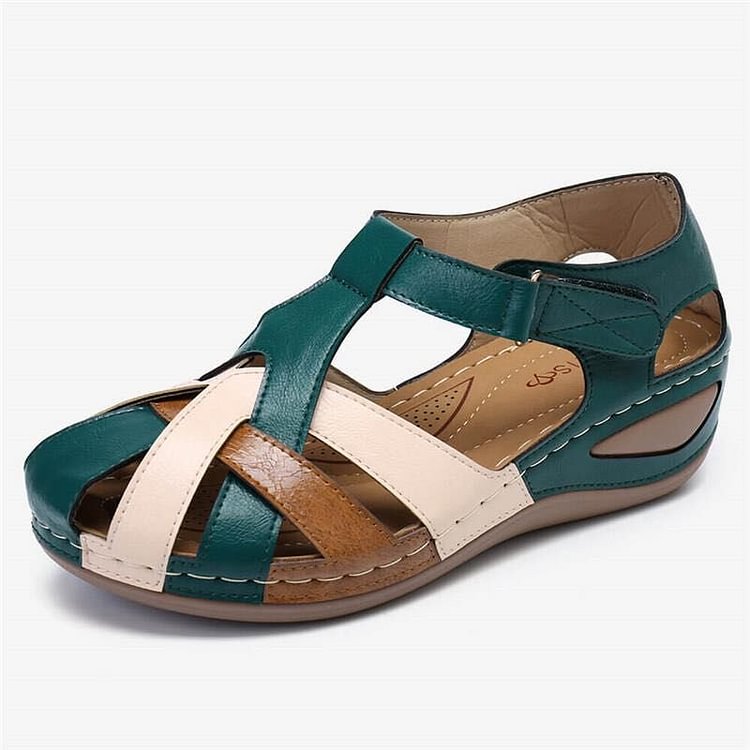 Evie™ - Adjustable Orthopedic Leather Wedge Sandals