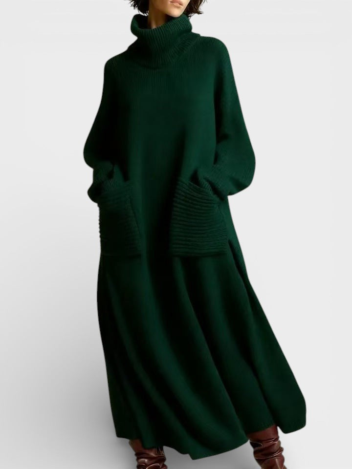 Elen | Elegancka dzianinowa sukienka z wysokim kołnierzem